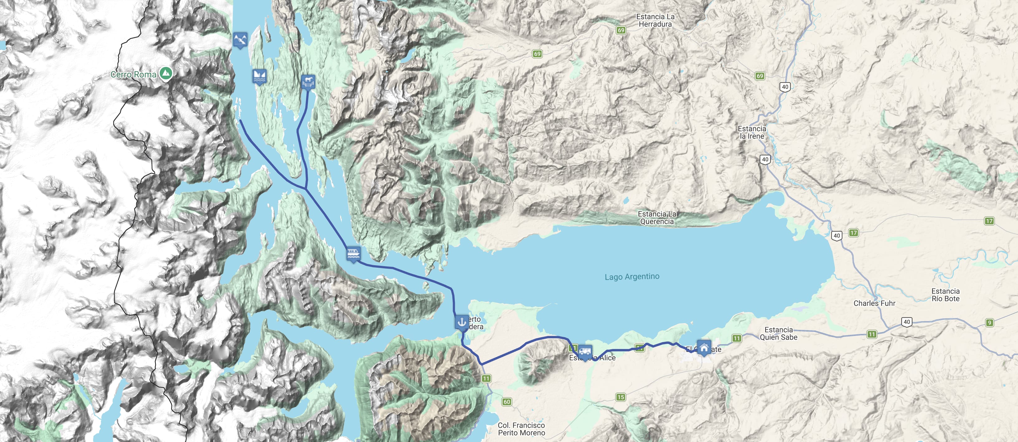 Map Estancia Cristina: Upsala Classic