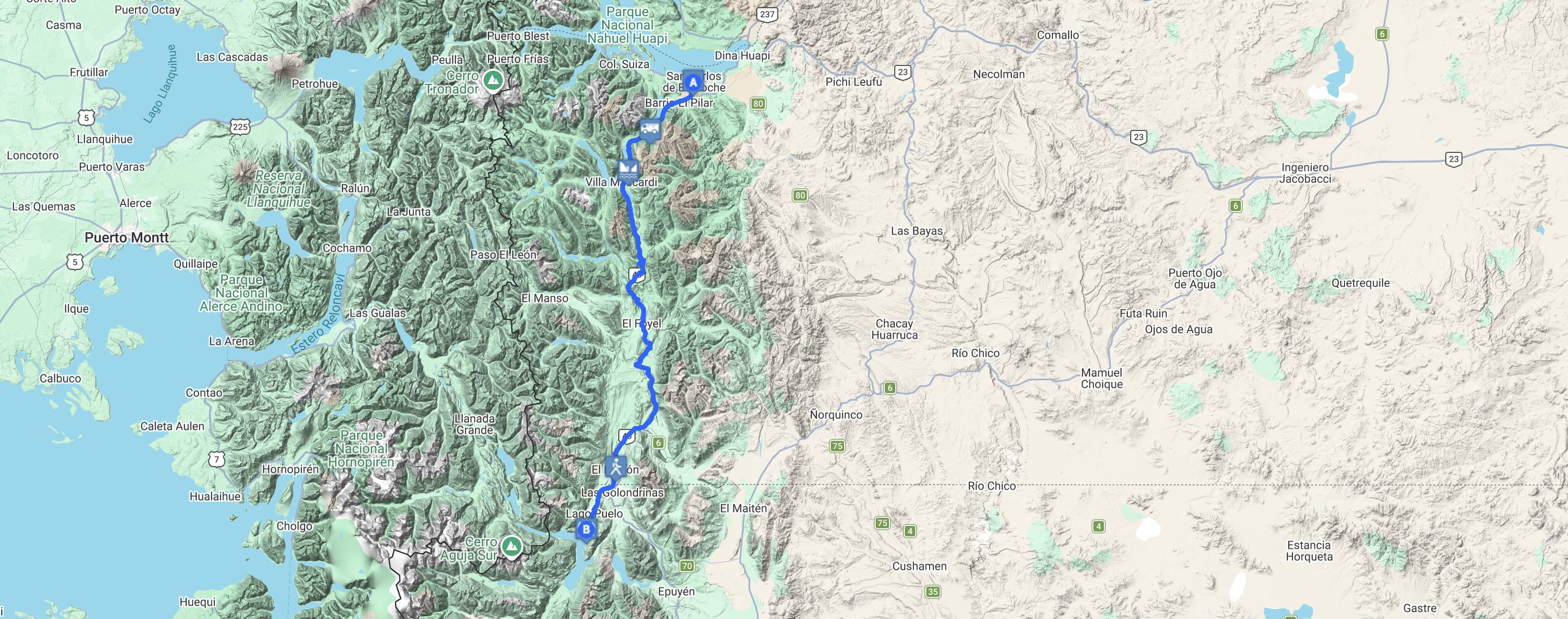 Map El Bolsón y Lago Puelo