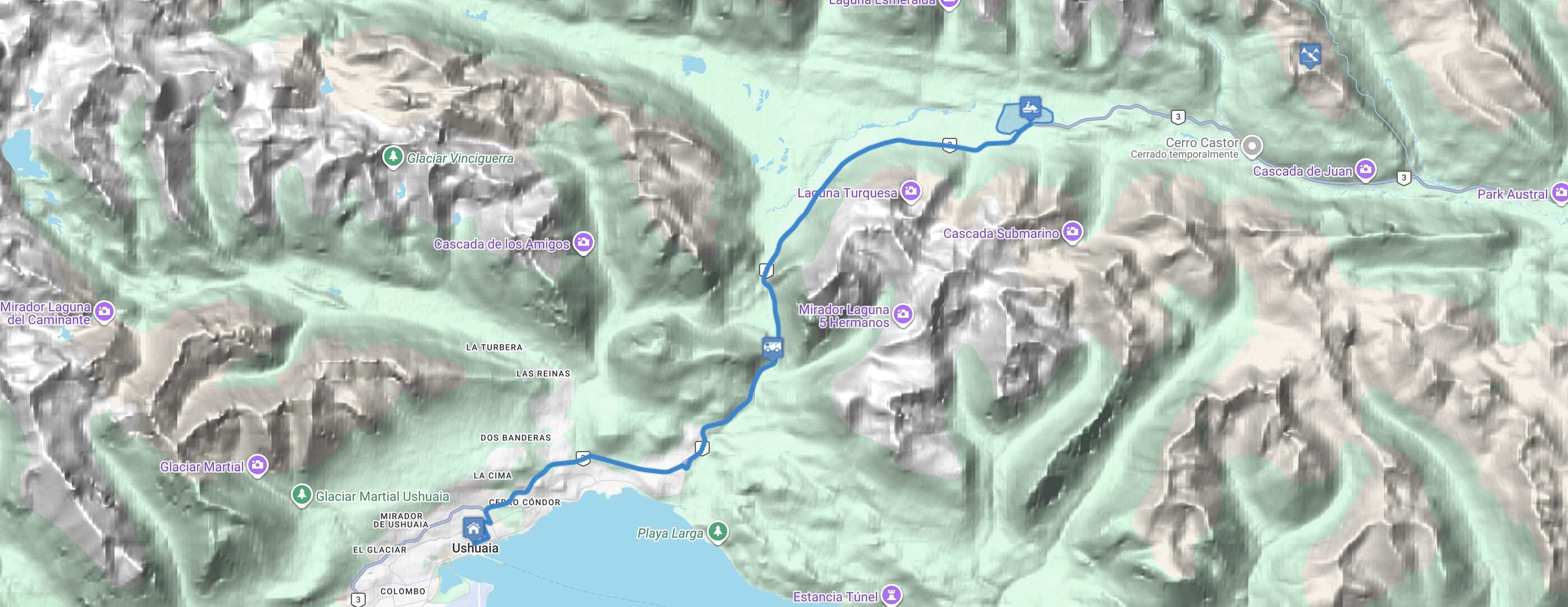 Map Full day Nieve: Trineos y Motos