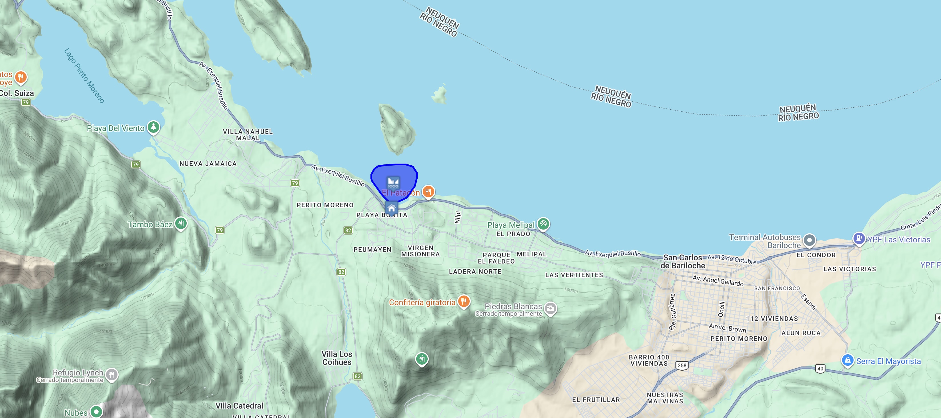 Map Bautismo de Buceo: Lago Nahuel Huapi