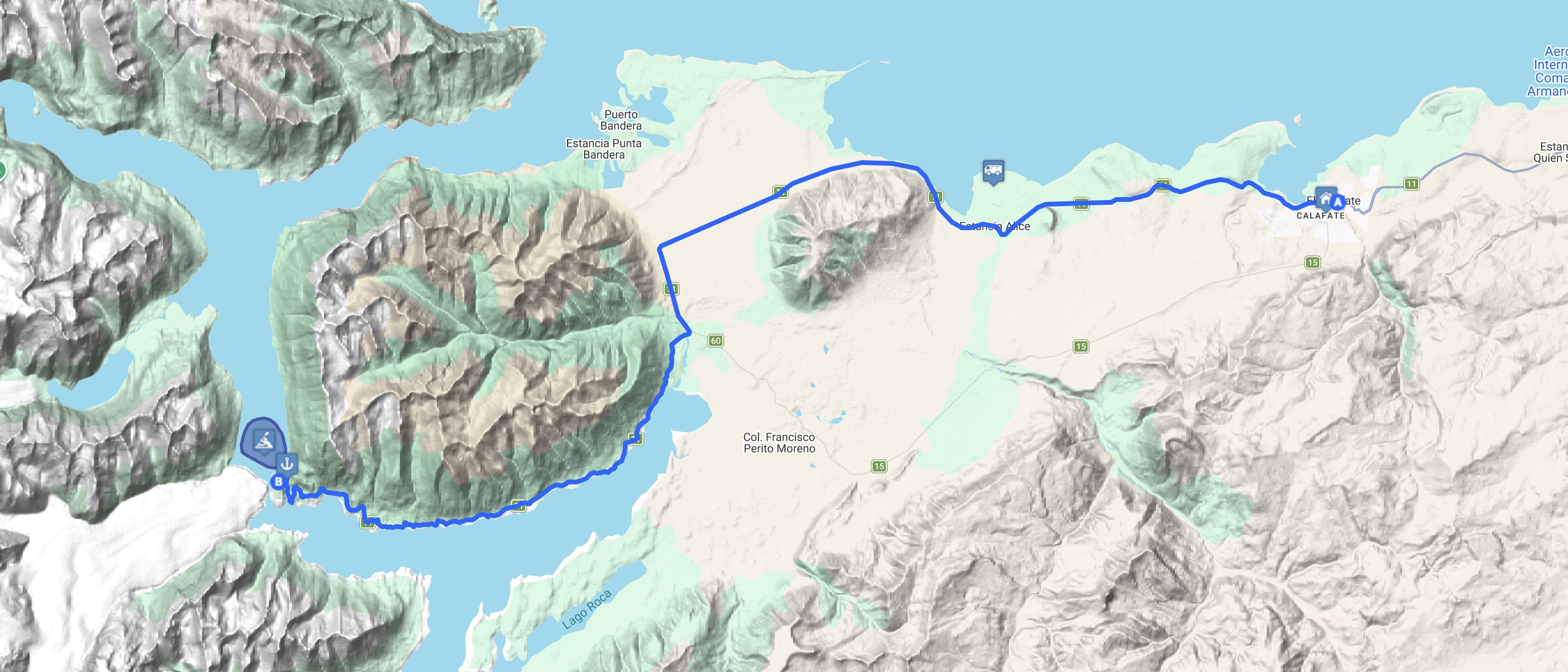 Map Perito Moreno Kayak