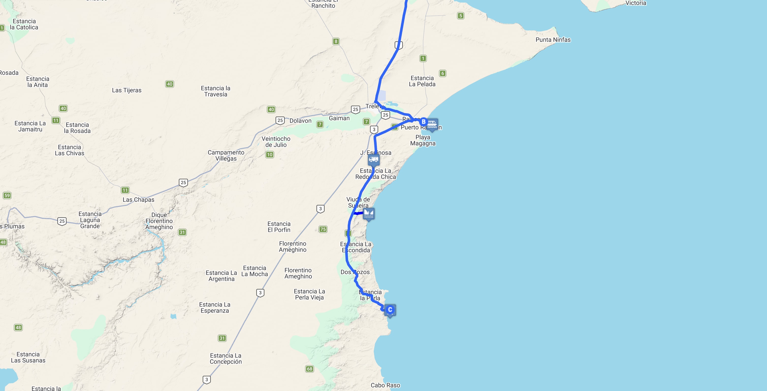 Map Punta Tombo full day: Rawson e Isla Escondida