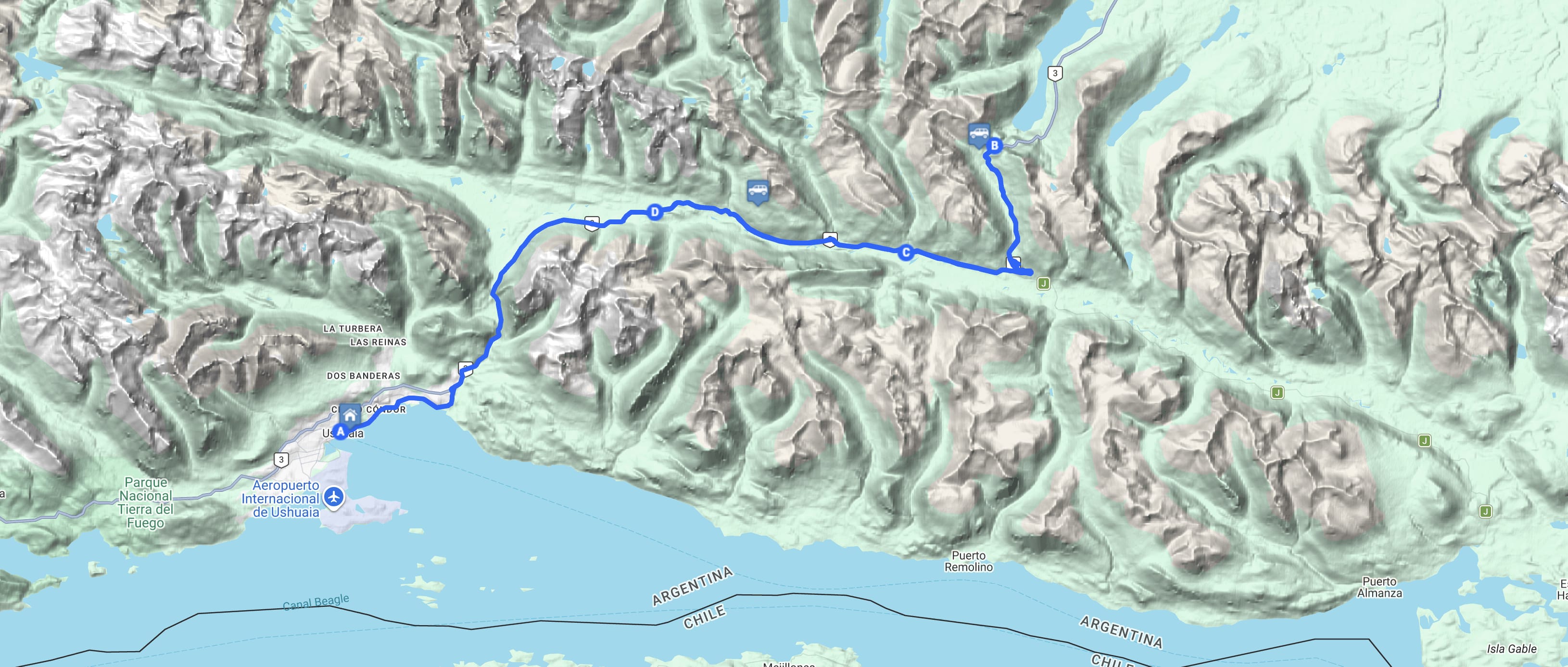 Map Lago Escondido y Centros Invernales