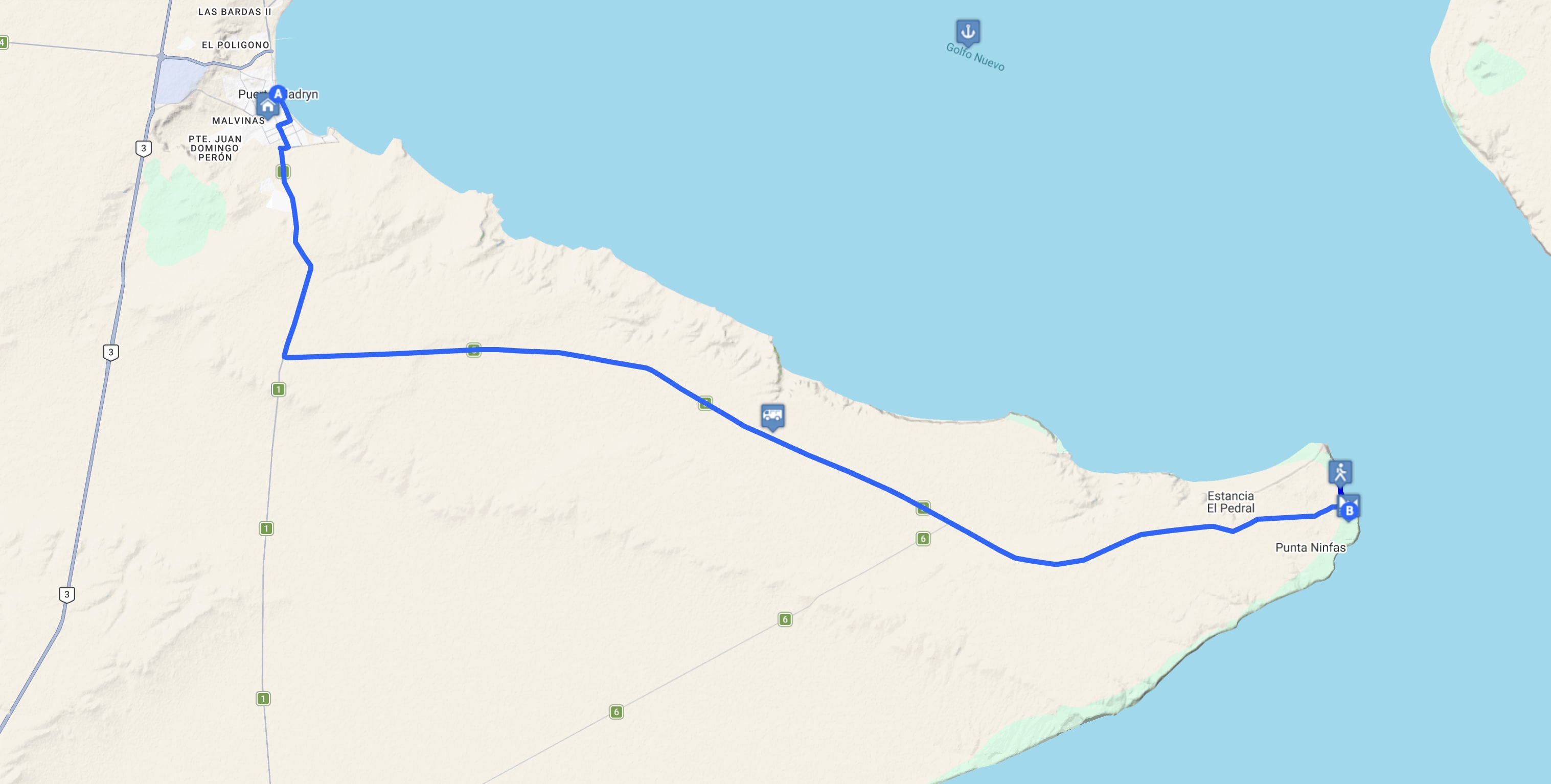 Map Experiencia Punta Ninfas 4x4