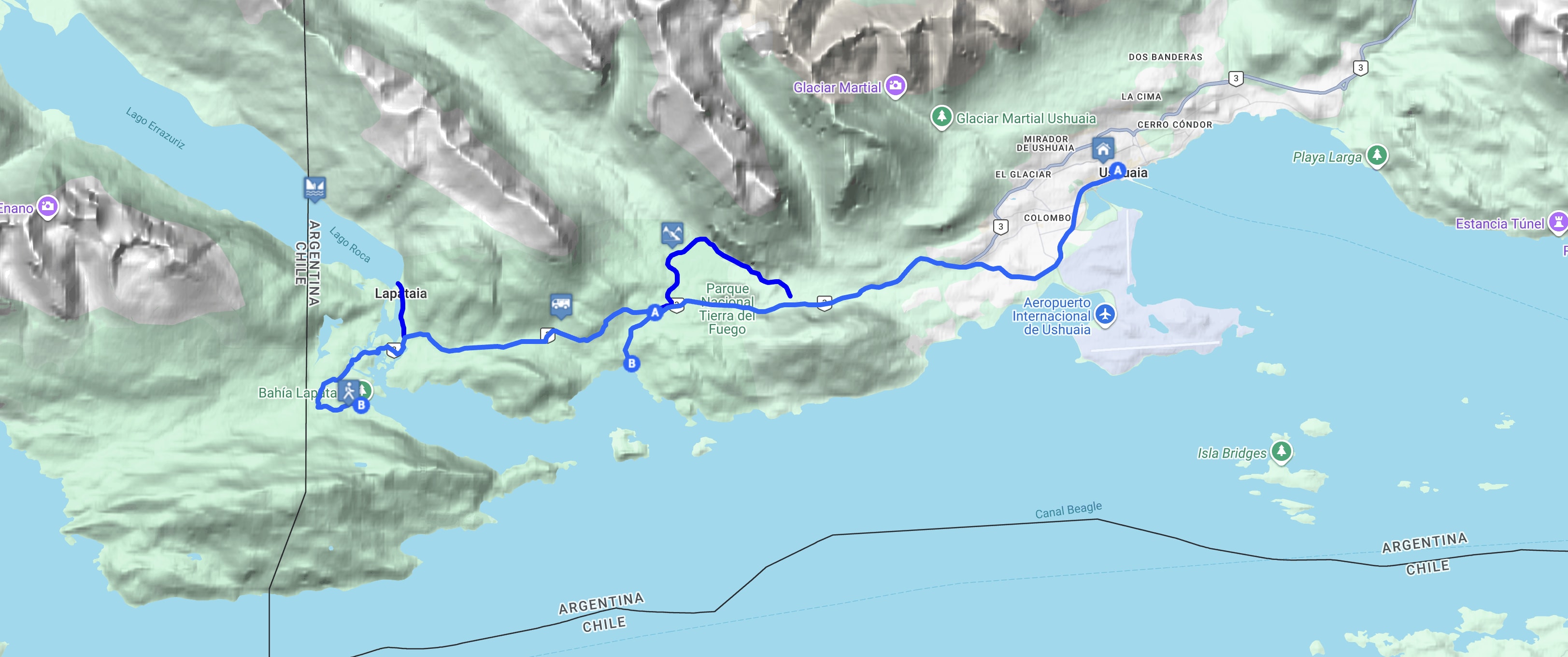 Map Parque Nacional Tierra del Fuego