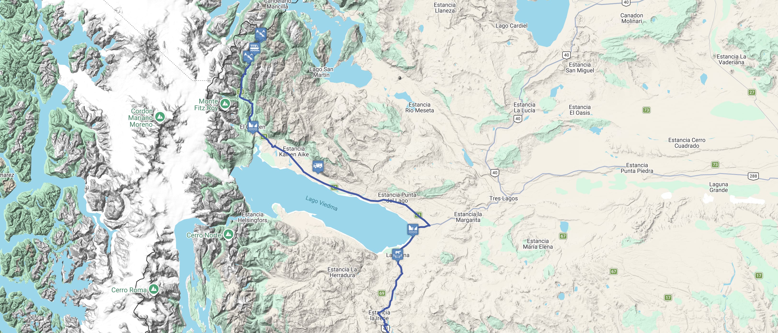 Map Chaltén full day: Lago del Desierto
