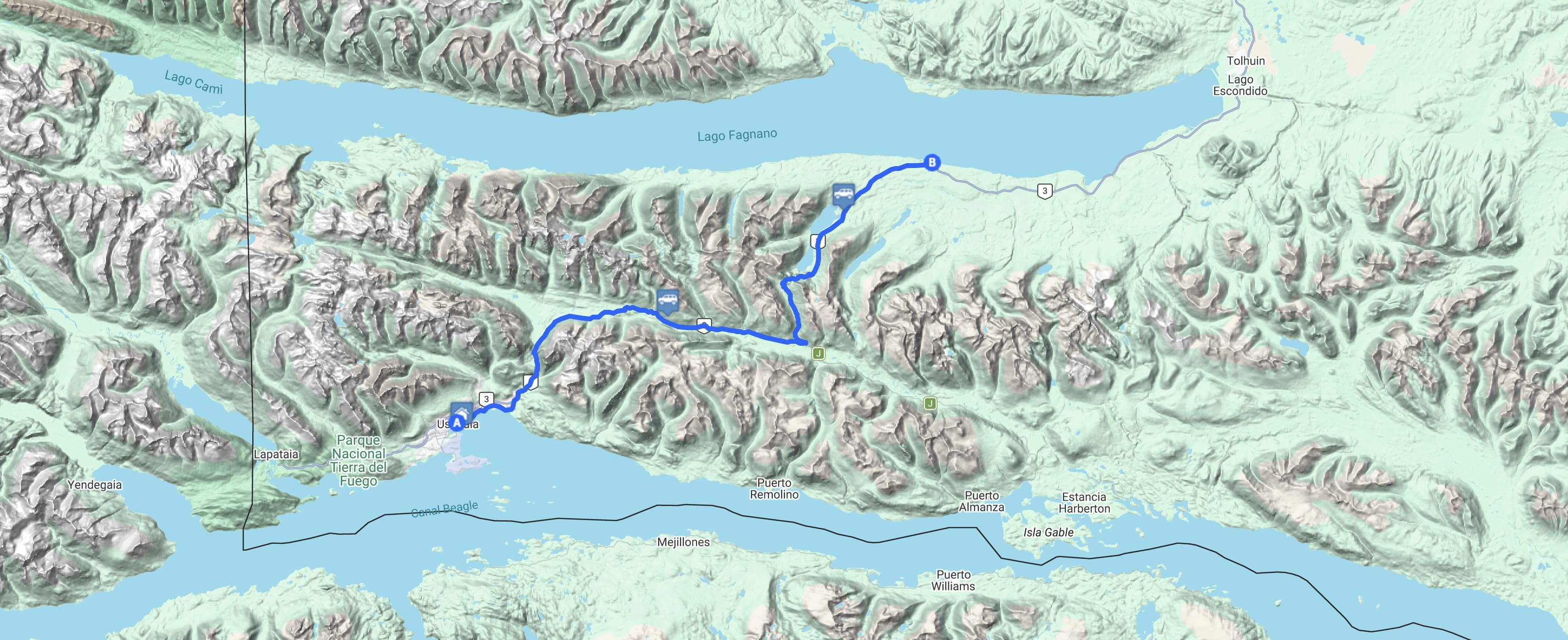 Map Lagos: Escondido y Fagnano