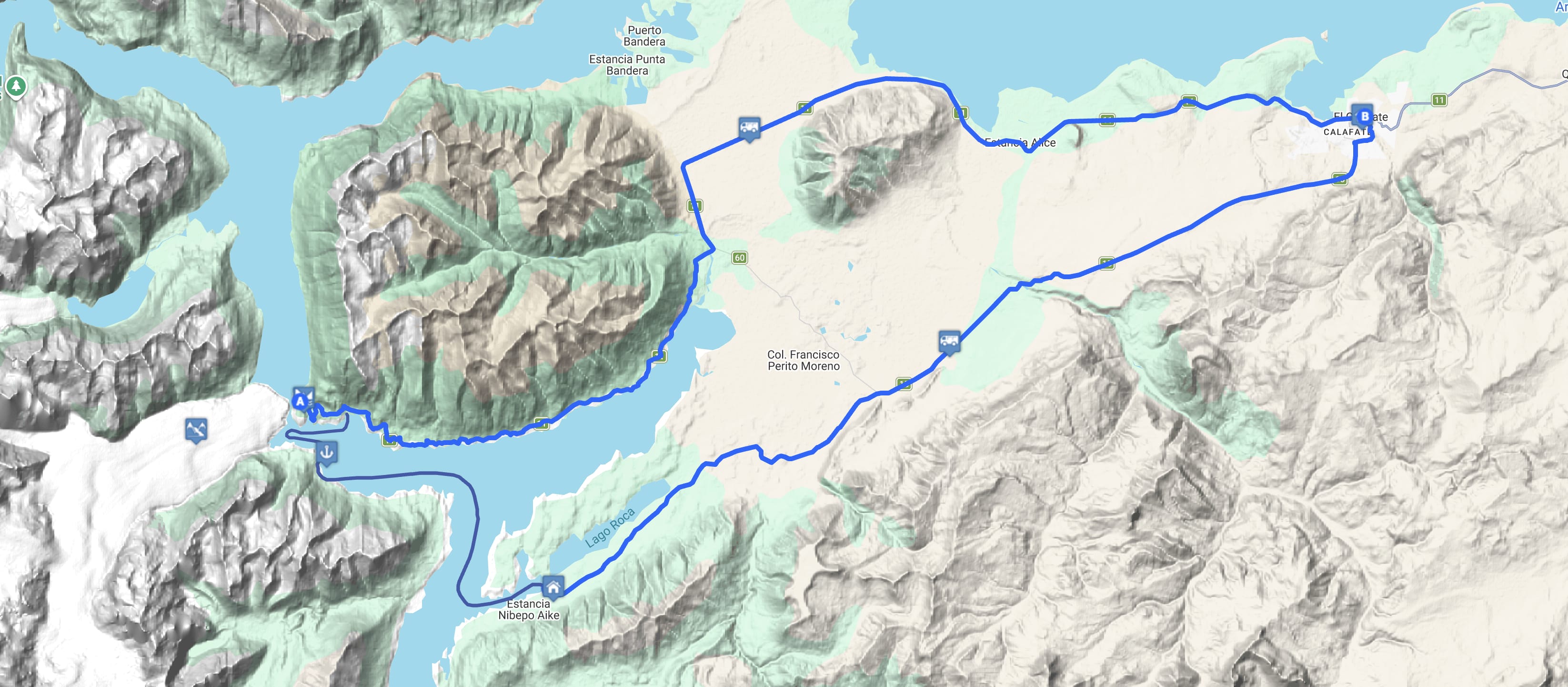 Map Glaciar Sur Pioneros