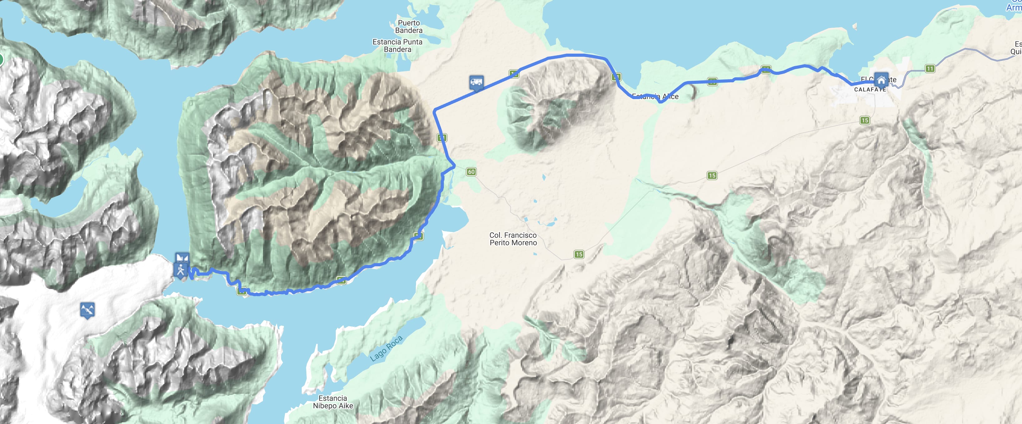 Map Perito Moreno Night Experience