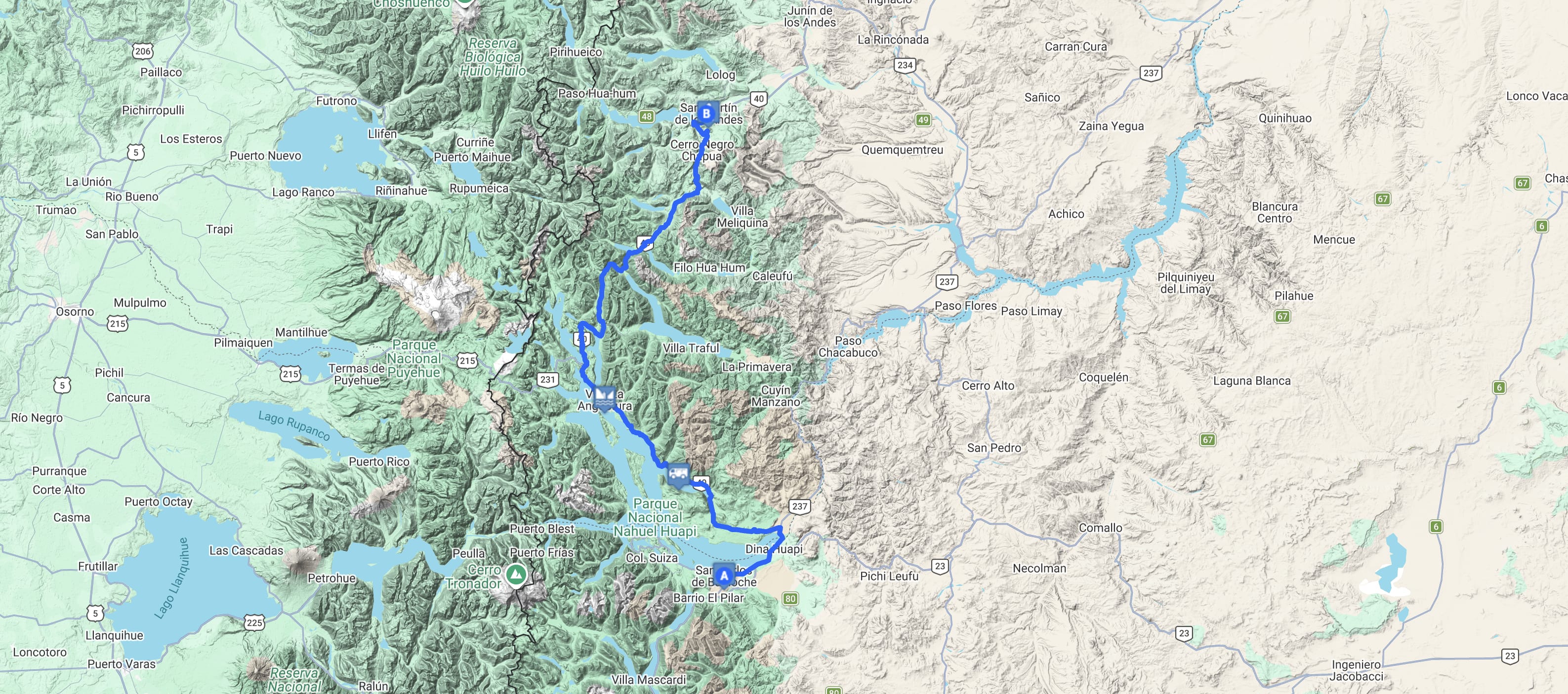 Map San Martín de Los Andes y los 7 lagos