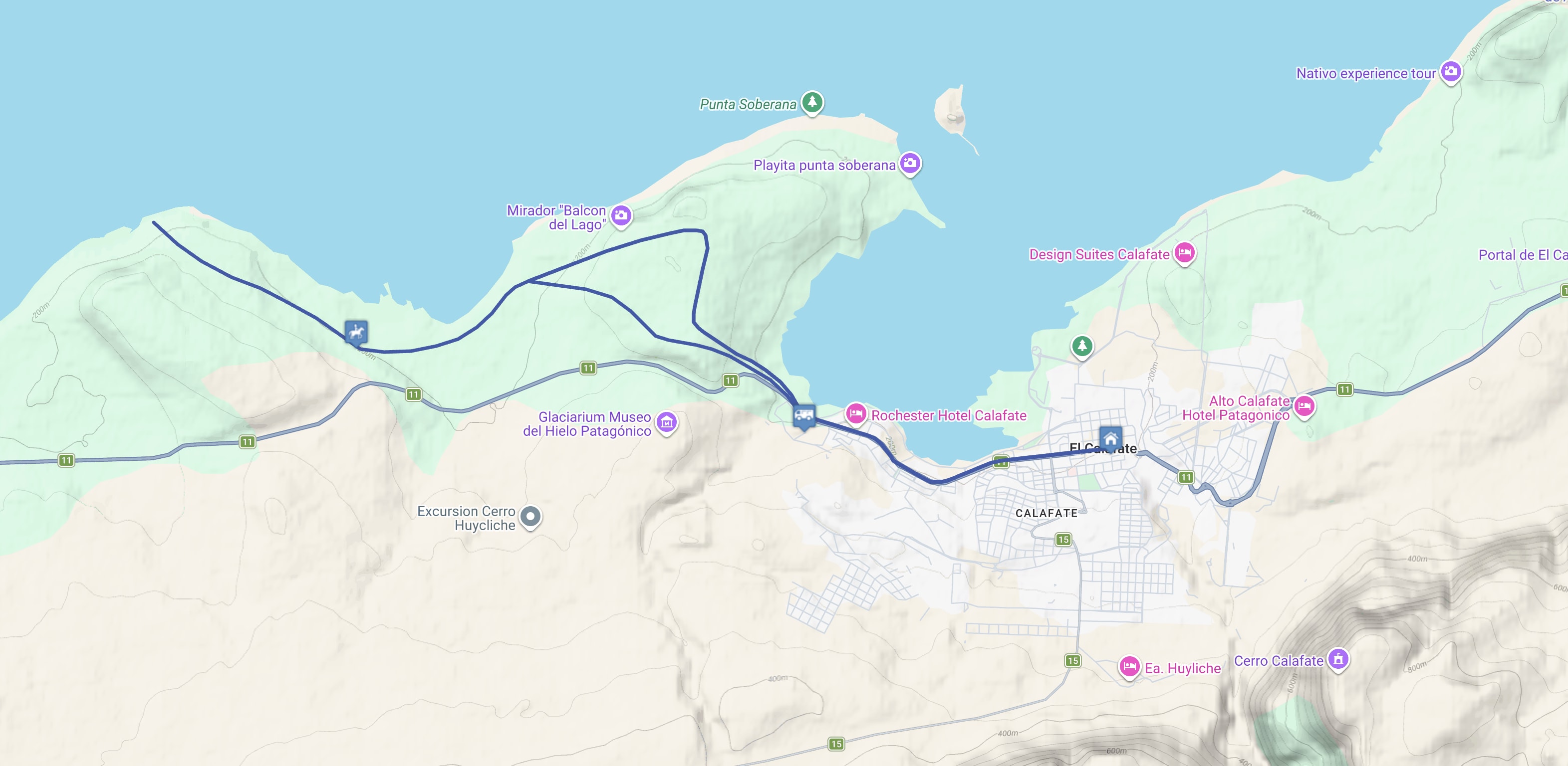 Map Cabalgata larga al Lago Argentino