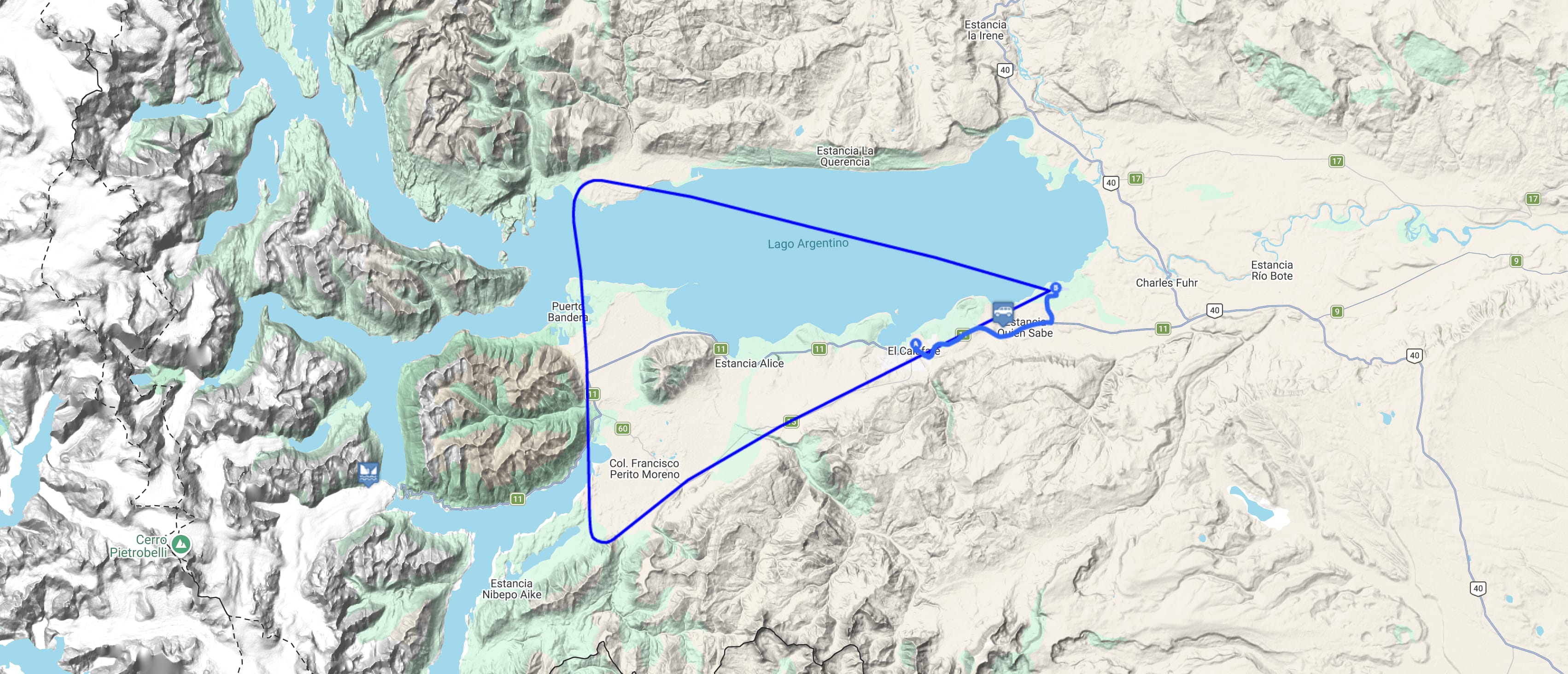 Map Calafate Flight Experience