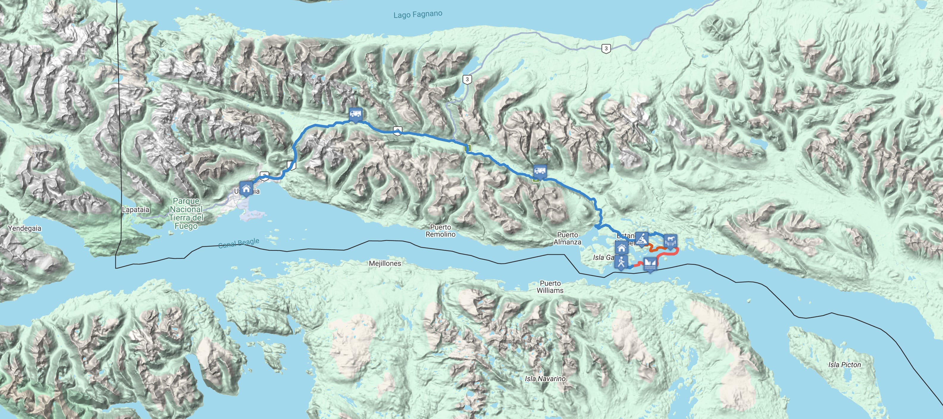 Map Isla Gable: Pingüinos y Canoas