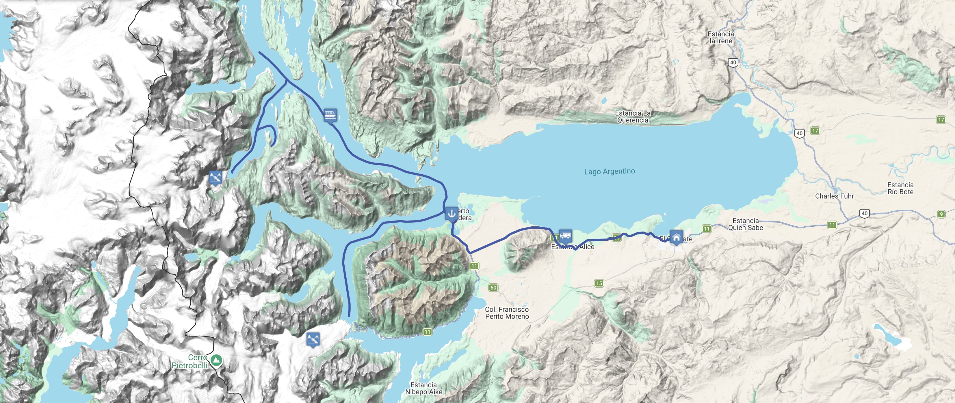 Map Experiencia Glaciares Gourmet