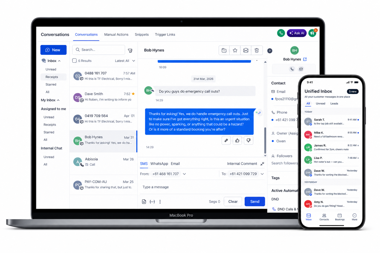 Unified inbox showing all leads in one place