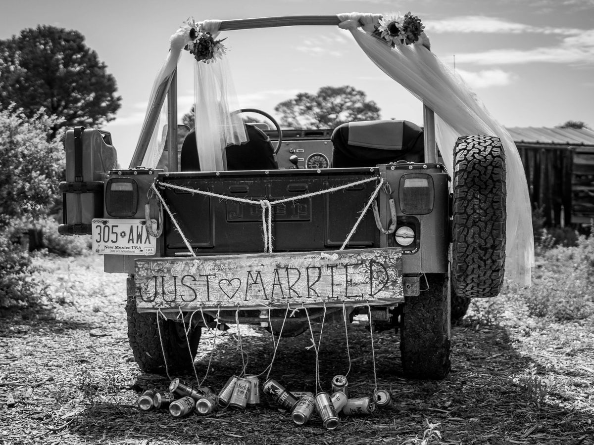 Wedding · Just Married Jeep, Rustic