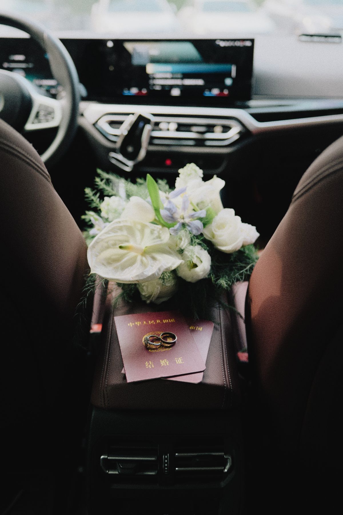 Engagement · Rings & Flowers, Car Interior