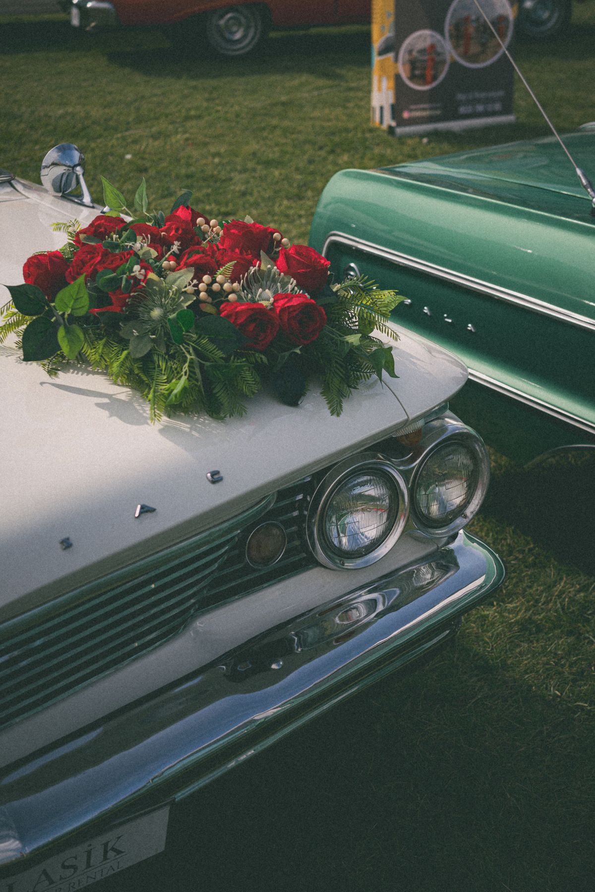 Engagement · Roses on Cadillac Hood