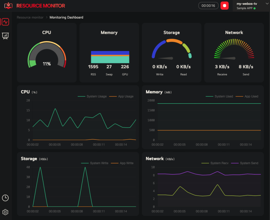 webOS Resource Monitor Dark Mode