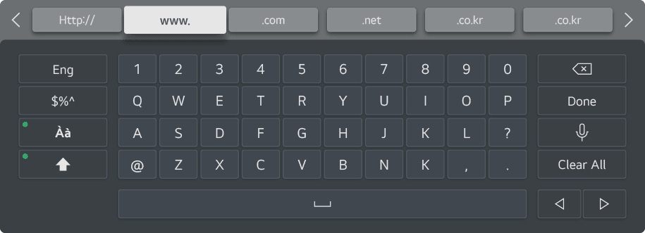 URL type of virtual keyboard