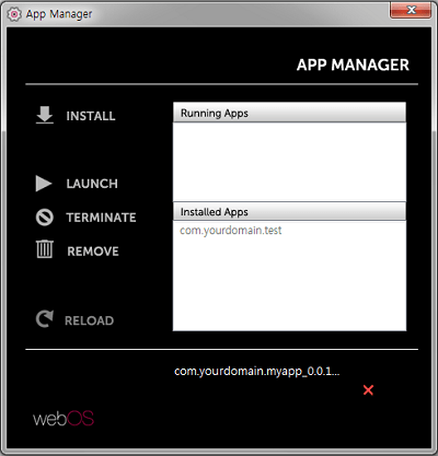 Screenshot of installing an app on the App Manager