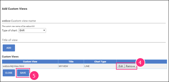 The Edit, Remove, Save button on the Add Custom Views dialog