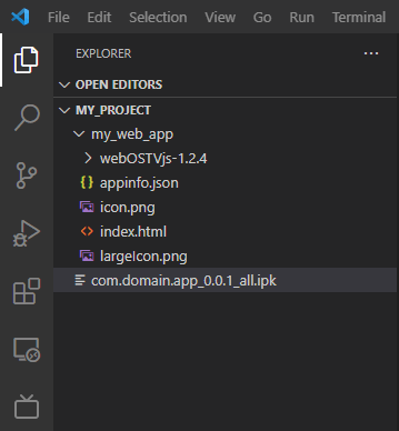 Screenshot shown the packaged app in the Explorer