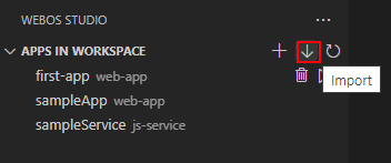 Importing an app or service on webOS Studio