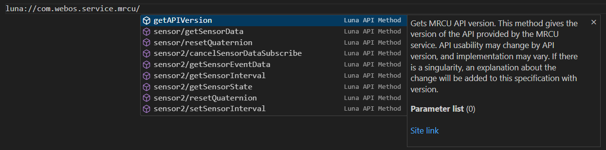 Auto-completion with luna:// 2