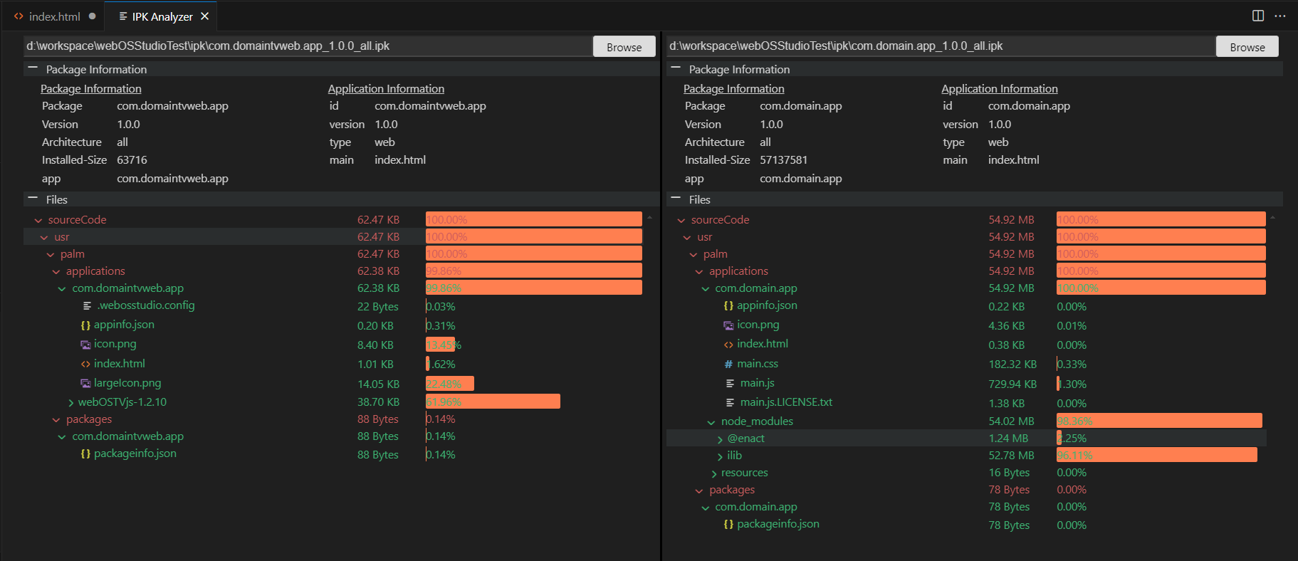 Compare ipk files