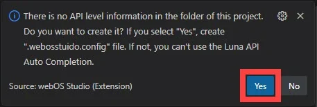 Notification asking about config file