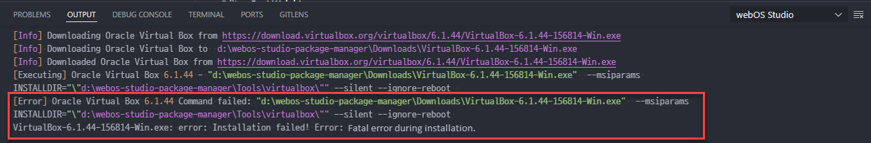 VirtualBox installation error