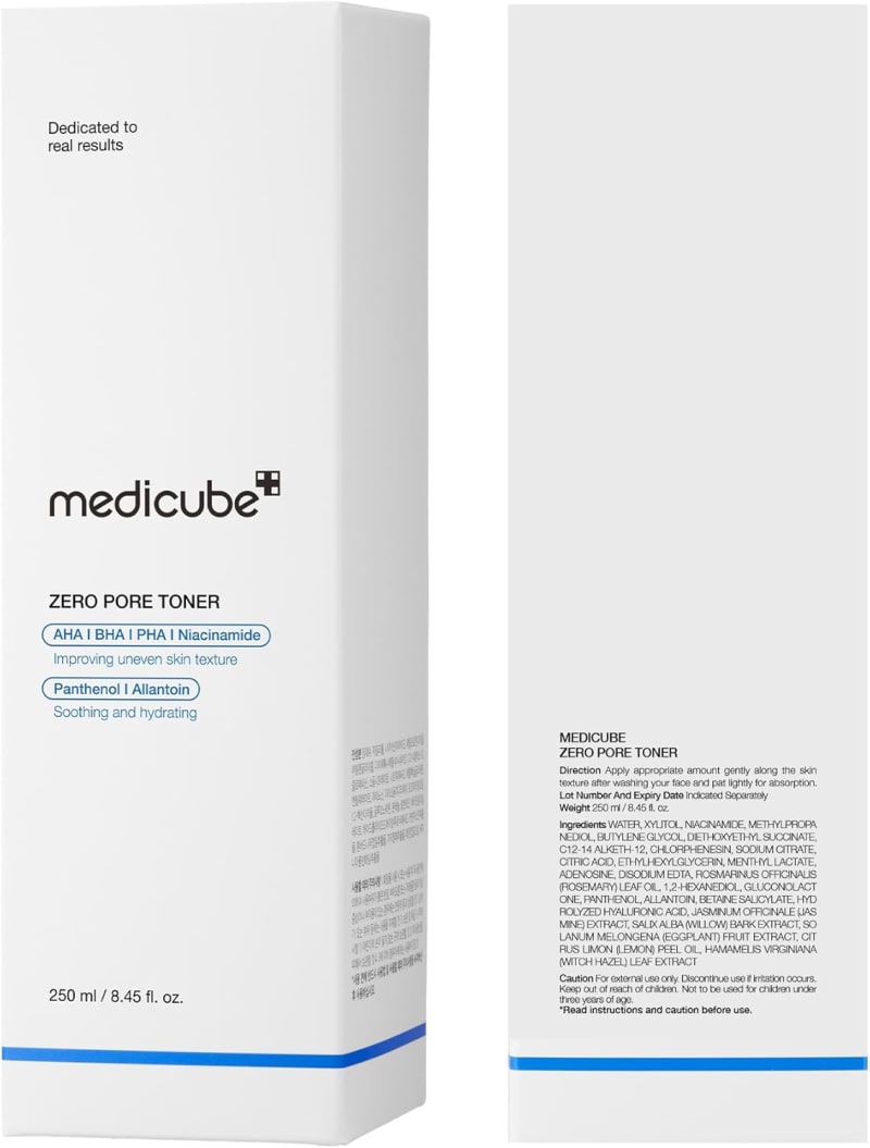 medicube Zero Pore Toner I Exfoliating & Hydrating Blue Bottle Water Toner with AHA, BHA, PHA, Niacinamide, and Panthenol | Korean Skin Care for Pores, Texture, and Moisture Care (8.45 fl. oz.) 3