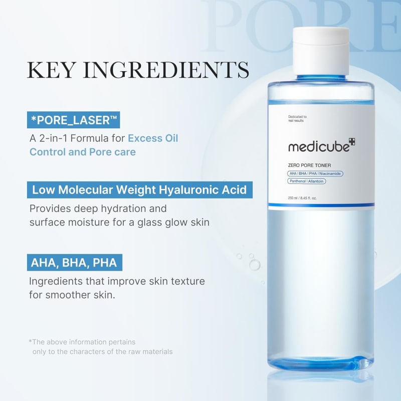 medicube Zero Pore Toner I Exfoliating & Hydrating Blue Bottle Water Toner with AHA, BHA, PHA, Niacinamide, and Panthenol | Korean Skin Care for Pores, Texture, and Moisture Care (8.45 fl. oz.) 7