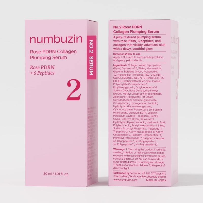numbuzin No.2 Serum | Rose PDRN Collagen Plumping Serum | Glowing, Hydrating, Firming, Korean Skincare | Collagen, Peptides, PDRN | for Dry, Combination skin | 1.01 fl.oz. 6