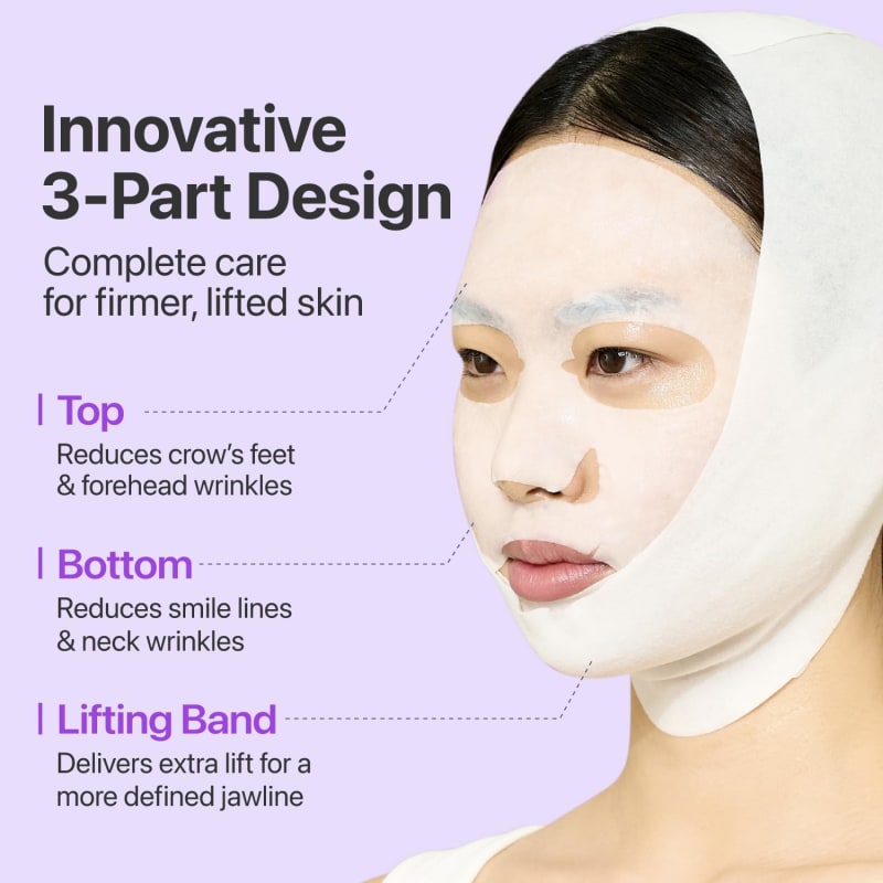 numbuzin No.9 Sheet Mask | NAD+ BIO Lifting-sil Full Face Mask | Improves Jawline, Jowls, Wrinkles, Neck Lines | Peptides, NAD+, Collagen | Skin Firmness | 4 Sheets + Lifting Band 4
