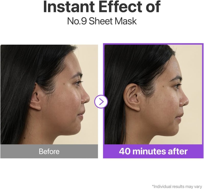 numbuzin No.9 Sheet Mask | NAD+ BIO Lifting-sil Full Face Mask | Improves Jawline, Jowls, Wrinkles, Neck Lines | Peptides, NAD+, Collagen | Skin Firmness | 4 Sheets + Lifting Band 7