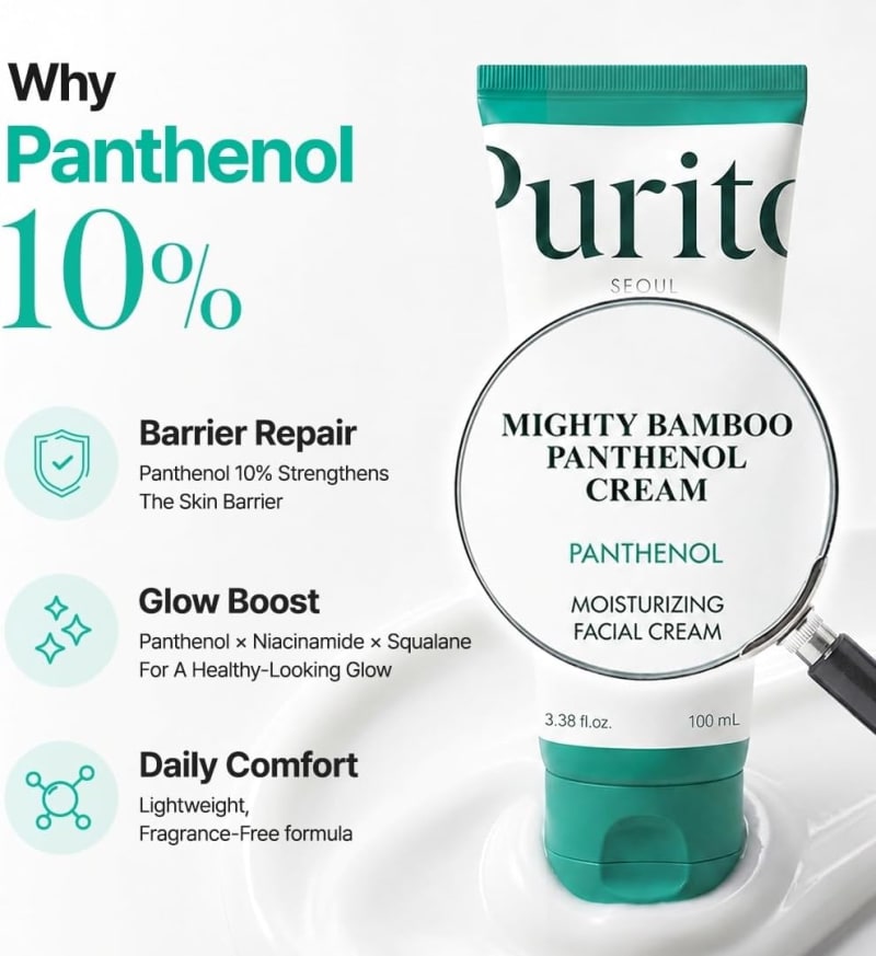 PURITO Mighty Bamboo Panthenol Cream 100 ml | 10% Panthenol & Bamboo Extract | Hydrating Skin Barrier Moisturizer for All Skin Types | Korean Skincare 8