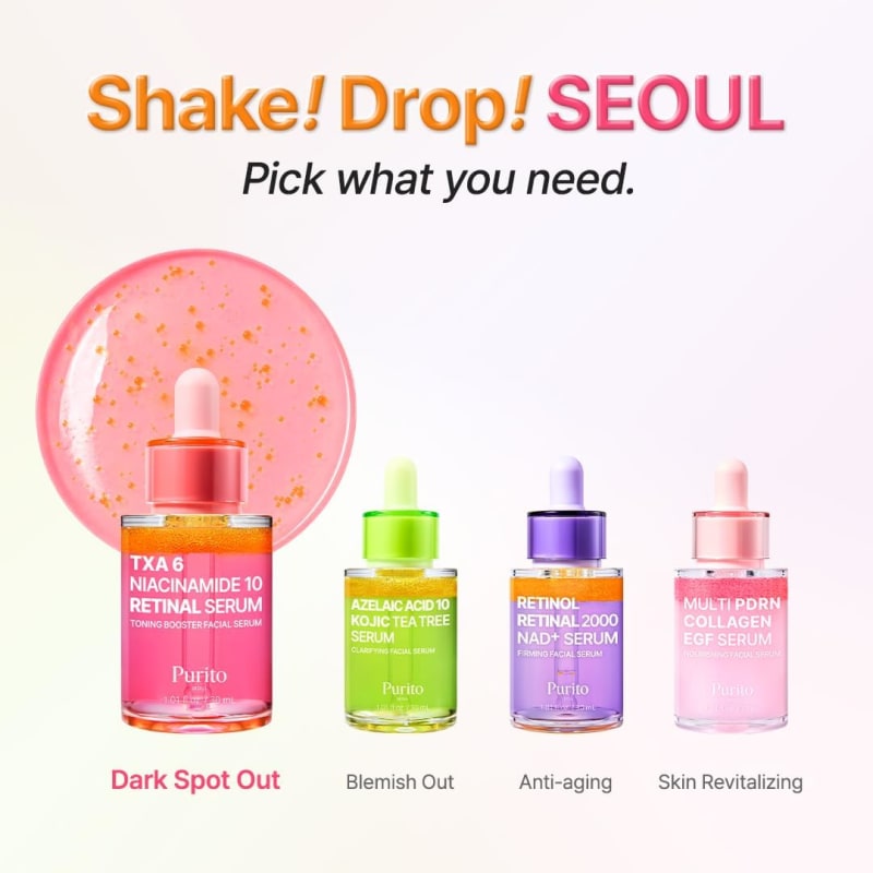 PURITO Seoul TXA 6 Niacinamide 10 Retinal Serum 30 ml | 6% Tranexamic Acid + 10% Niacinamide + Retinal | Dark Spot, Uneven Tone & Texture Care 3