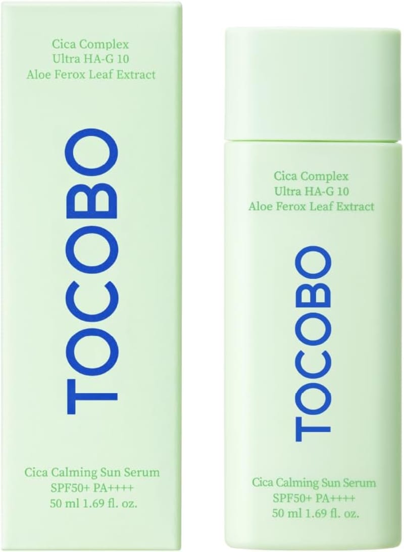 TOCOBO Cica Calming Sun Serum SPF50+ PA++++ 50ml | Centella + 10-Type Hyaluronic Acid + Aloe Ferox | Lightweight Soothing Sunscreen for Sensitive Skin 1