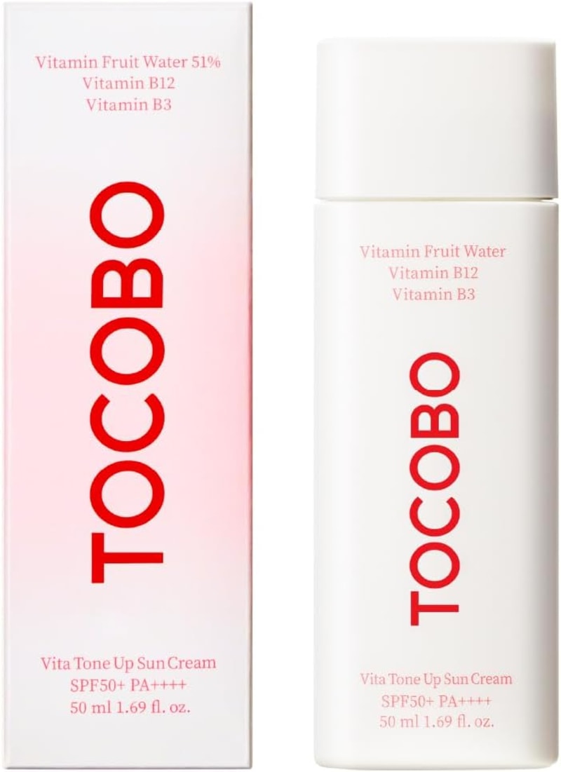 TOCOBO Vita Tone Up Sun Cream SPF50+ PA++++ 50 ml | Pink Tone-Up Sunscreen with Sea Buckthorn, Niacinamide & Hyaluronic Acid | Vegan Korean Sunscreen 1