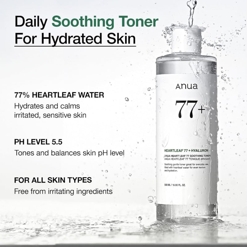 ANUA Heartleaf 77% Soothing Toner 250 ml | 77% Heartleaf Extract | Calming, Hydrating & pH-Balancing Korean Toner 3