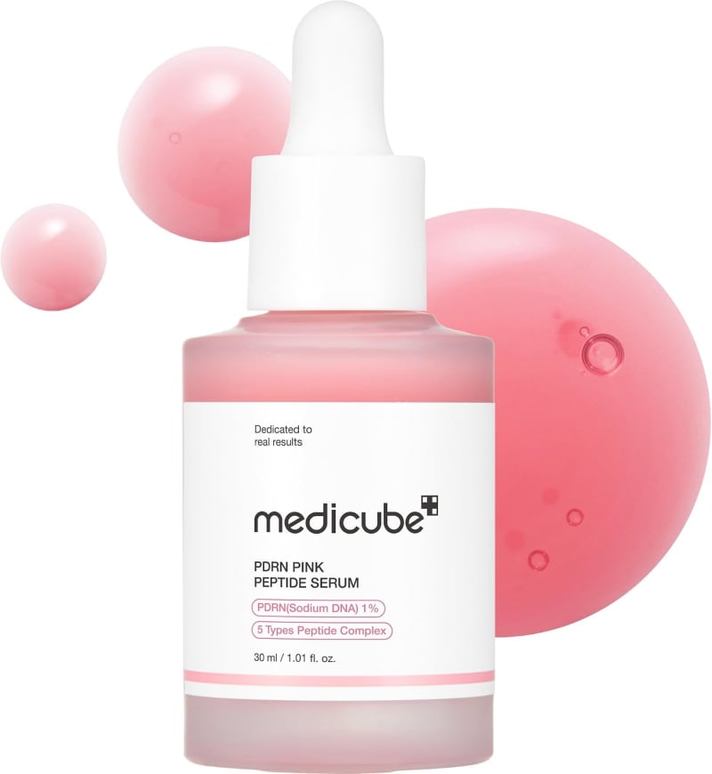 MEDICUBE PDRN Pink Peptide Serum 30ml | 10,000ppm Salmon PDRN + 5 Peptide Complex | Firming, Hydrating & Brightening Glow Serum 1