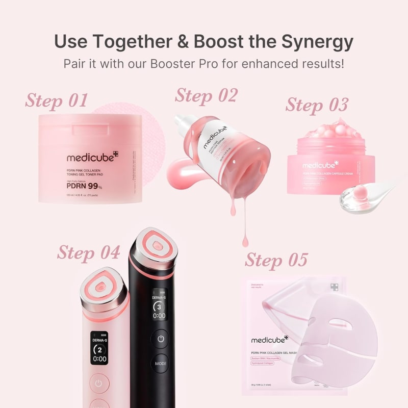 MEDICUBE PDRN Pink Peptide Serum 30ml | 10,000ppm Salmon PDRN + 5 Peptide Complex | Firming, Hydrating & Brightening Glow Serum 7