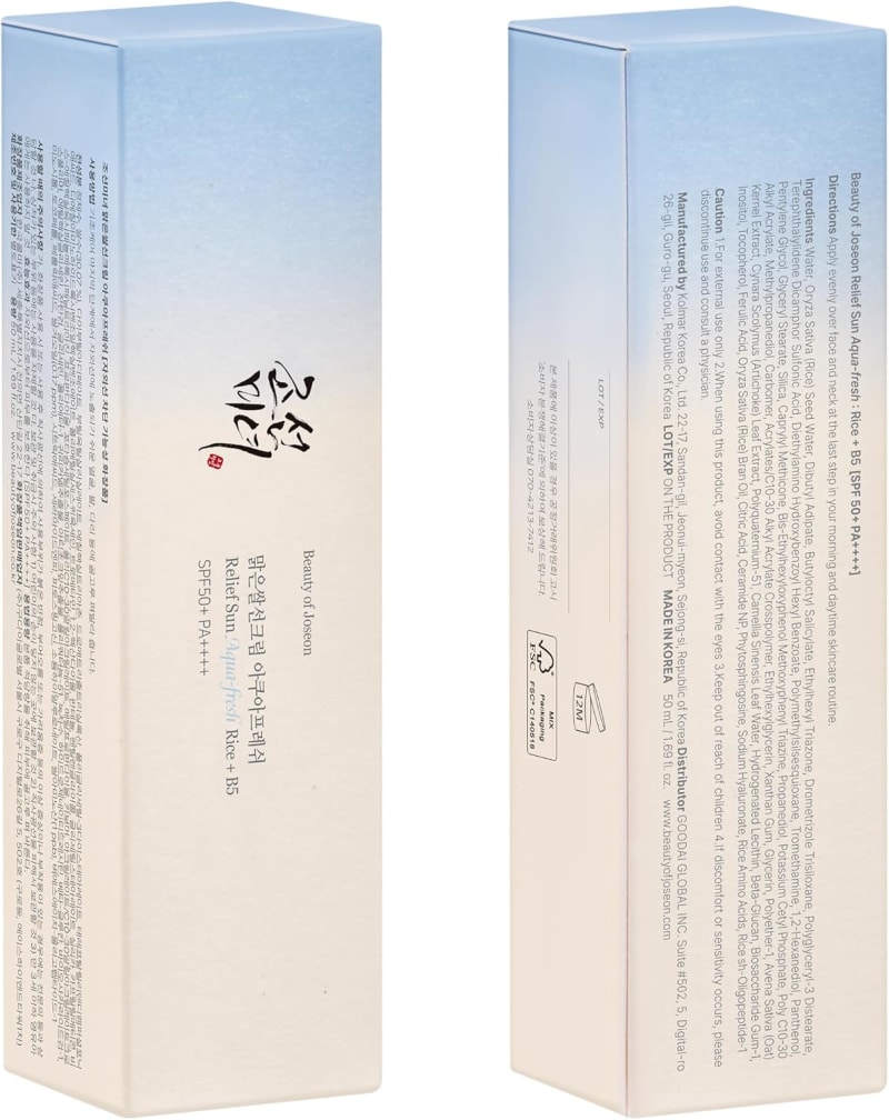 Beauty of Joseon Relief Sun Aqua-Fresh: Rice + Panthenol SPF50+ PA++++ 7