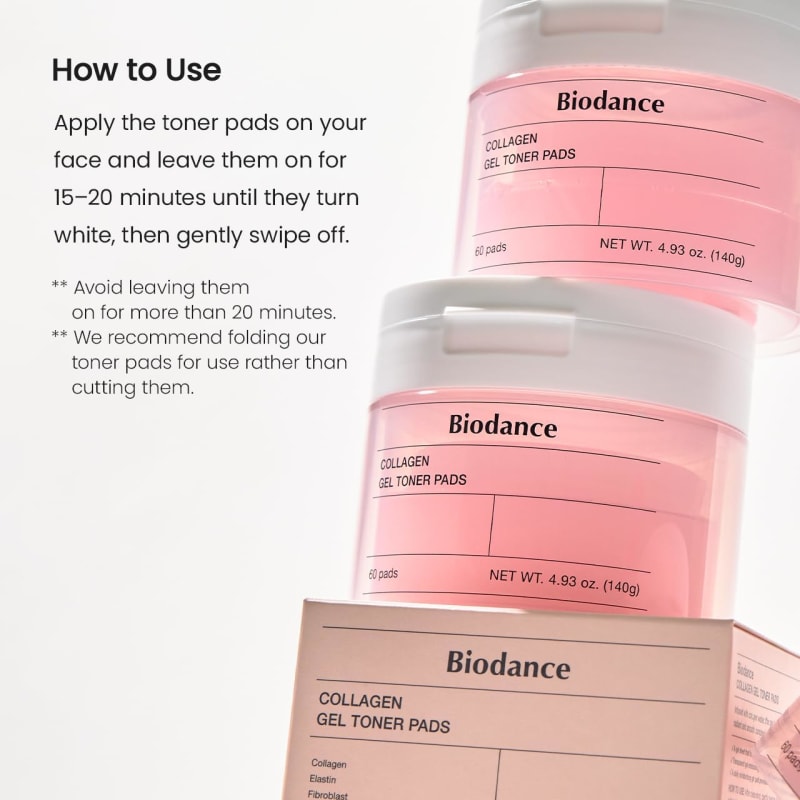 Biodance Collagen Gel Toner Pads 60 Pads | 243Da Collagen Water Toner Pads | Pore Care, Hydration & Firming Glow 5