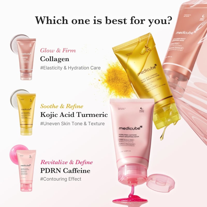 Medicube PDRN Pink Caffeine Overnight Wrapping Mask 75ml | PDRN & Caffeine Sleeping Peel-Off Mask | Hydrating & Firming Glow Care 7