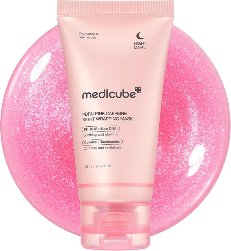 Medicube PDRN Pink Caffeine Overnight Wrapping Mask 75ml | PDRN & Caffeine Sleeping Peel-Off Mask | Hydrating & Firming Glow Care 1