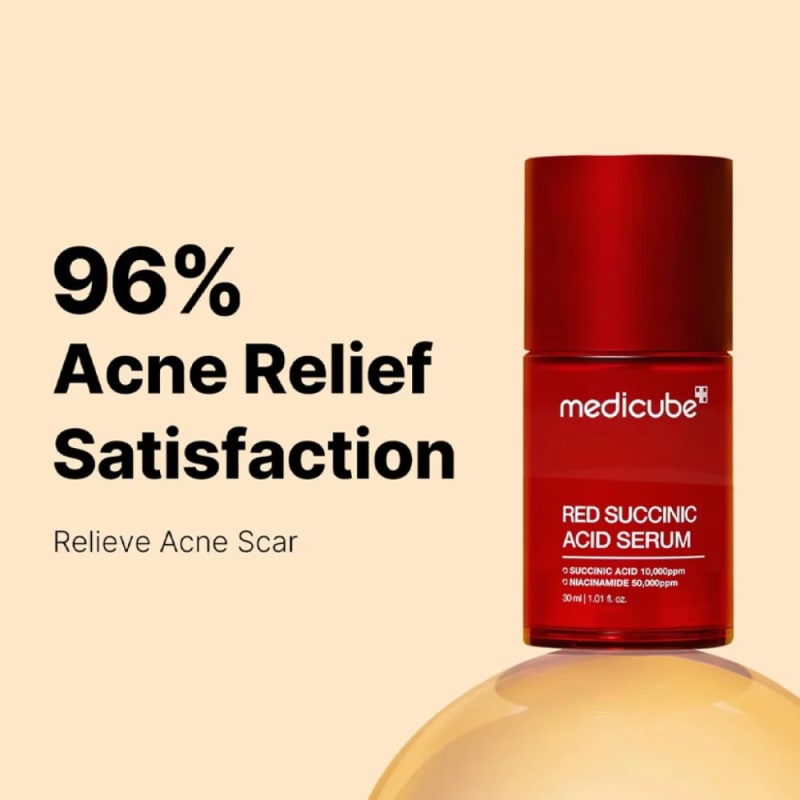 MEDICUBE Red Succinic Acid Serum 30ml | 5% Niacinamide + 1% Succinic Acid | Acne, Pore & Dark Spot Clarifying Serum 2