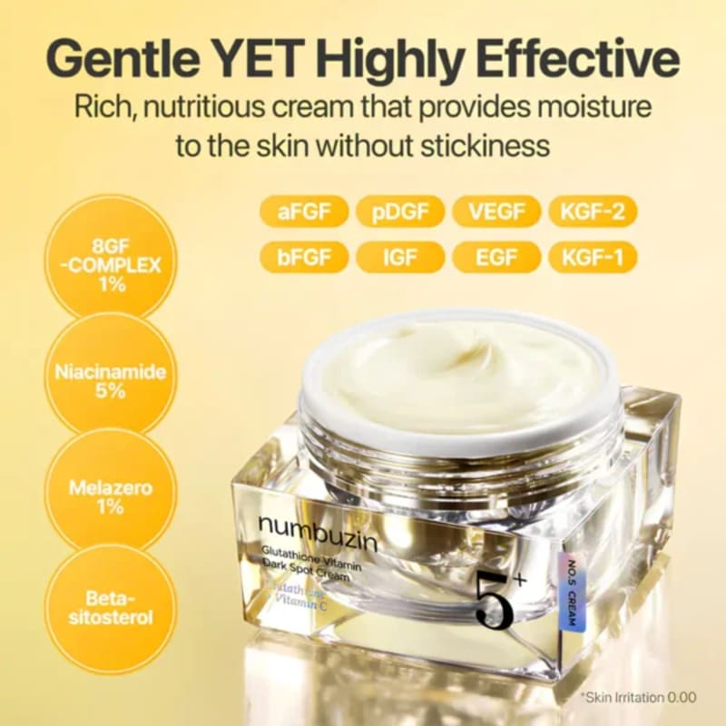 numbuzin No.5+ Glutathione Vitamin Dark Spot Cream 50ml | Niacinamide + Glutathione | Brightening & Dark Spot Care 2